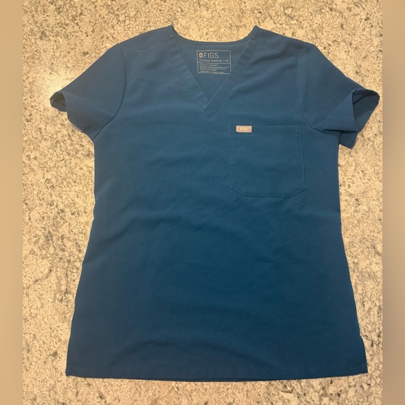 Figs Catarina One Pocket Scrub Top Only Blue Size XS EUC - Picture 1 of 5